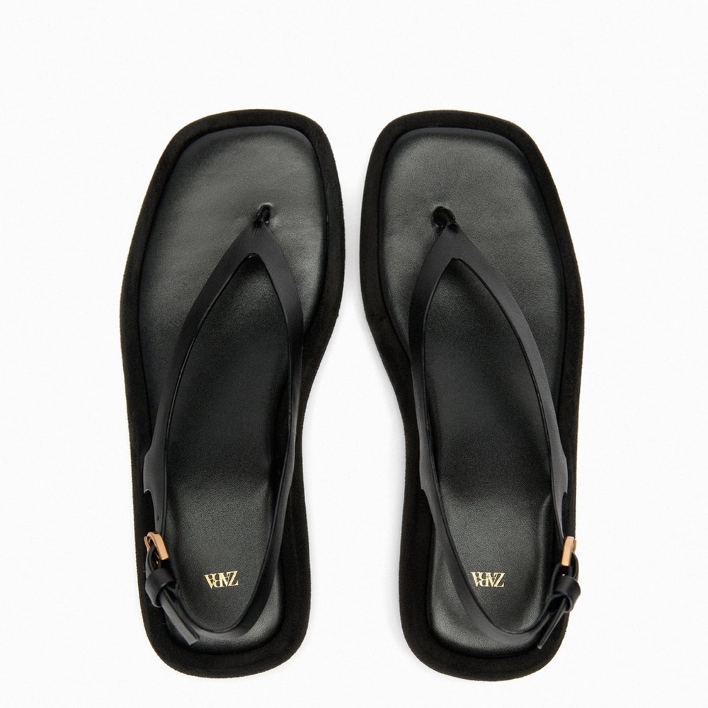 Zara Flatform Leather Sandals